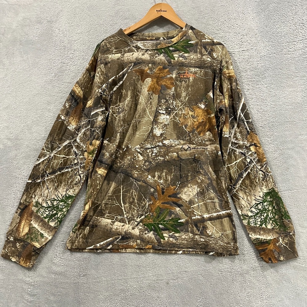 Habit RealTree Shirt Mens Large Camo Long Sleeve‎ Woodland Hunting Outdoor